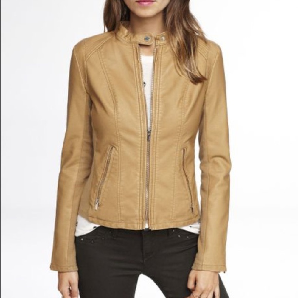 EXPRESS faux tan leather jacket